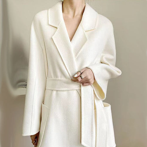 Women's Fashion Double-Sided Cashmere Water Ripple Coat – Luxury &