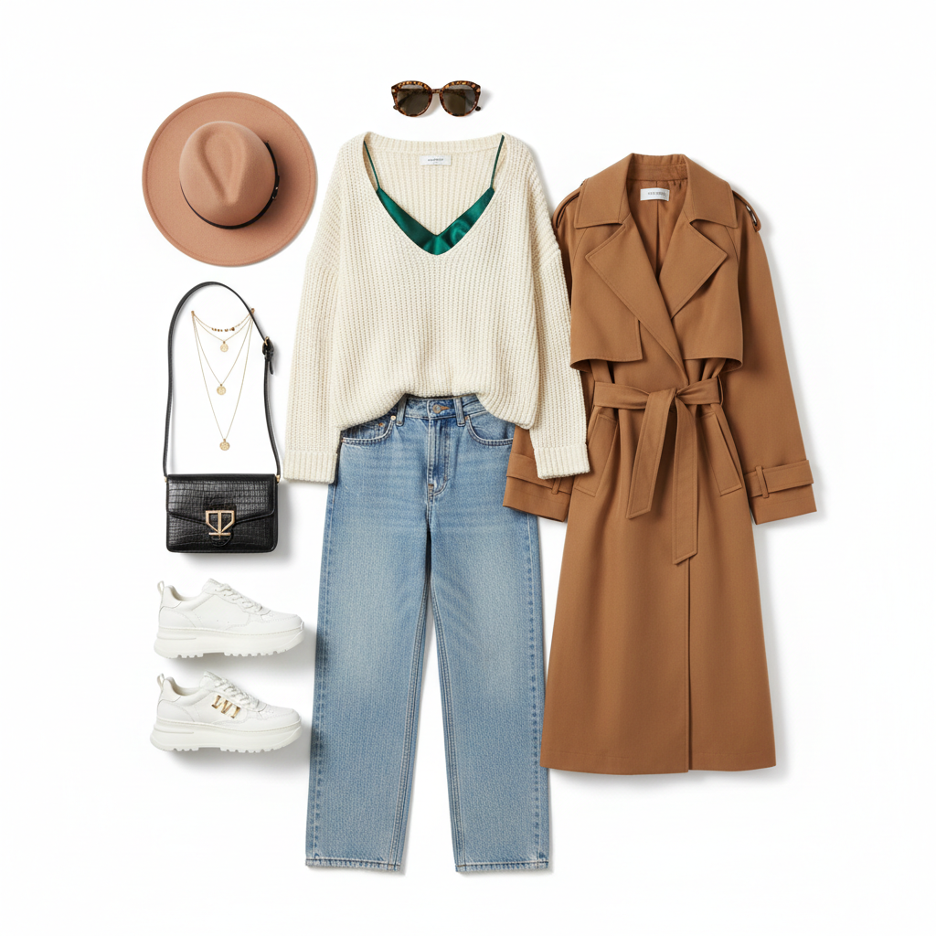 Trendy women's fashion outfit flat lay